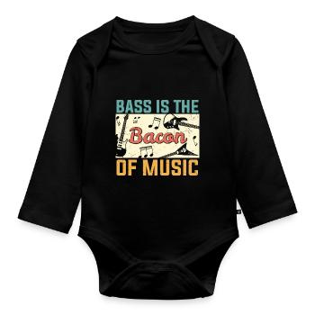 La basse est le bacon de Music Guitar Player - Body Bébé bio manches longues - noir - Devant