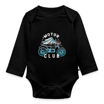 Biker Motorrad Bike Motorradfahrer Bikerin Chopper - Baby Bio-Langarm-Body - Schwarz - Vorne