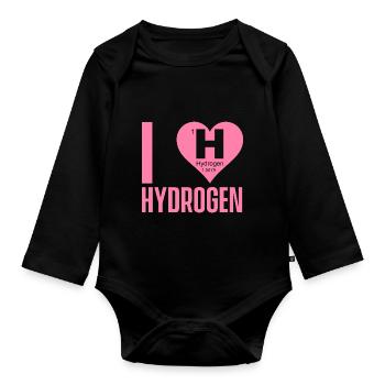 J’adore les dictons hydrogène carburant hydrogène - Body Bébé bio manches longues - noir - Devant