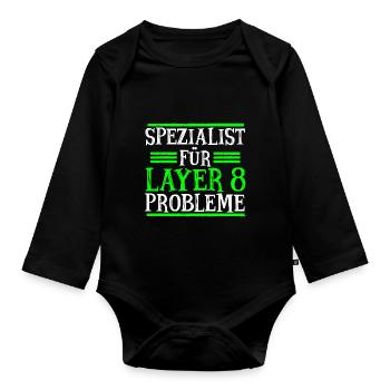 Spezialist für Layer 8 Probleme - Baby Bio-Langarm-Body - Schwarz - Vorne