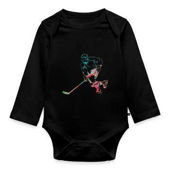 Ice hockey - Organic Longsleeve Baby Bodysuit - black - Front
