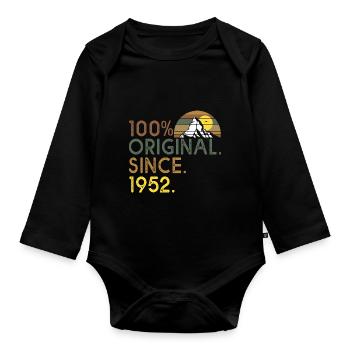 100% original since 1952 anniversary 70 years - Organic Longsleeve Baby Bodysuit - black - Front