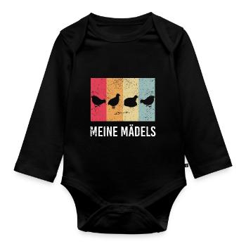 Meine Mädels - Wachtel Bekleidung Wachtel Spruch - Baby Bio-Langarm-Body - Schwarz - Vorne