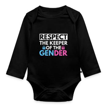 Gender Reveal Design für eine Gender-Hüterin - Baby Bio-Langarm-Body - Schwarz - Vorne