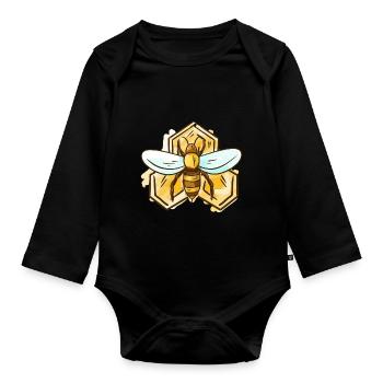 Abeilles Apiculteurs Abeilles Abeilles Amateurs de miel Amateurs de miel Amateurs de miel - Body Bébé bio manches longues - noir - Devant