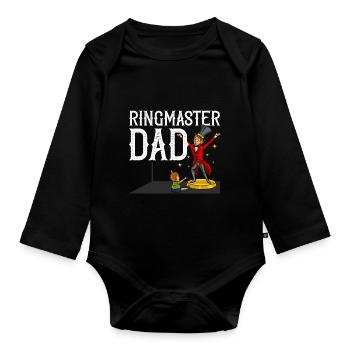 Circus Birthday Party Papa Theme Ringmaster - Organic Longsleeve Baby Bodysuit - black - Front