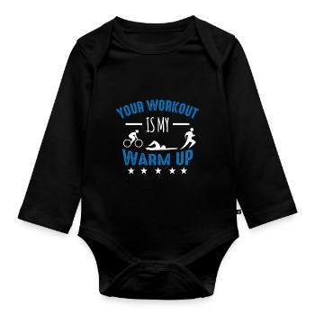 Triathlon Motiv für Triathleten - Baby Bio-Langarm-Body - Schwarz - Vorne