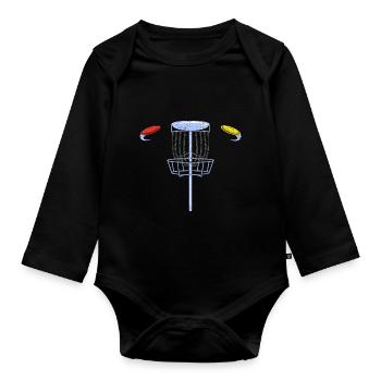 Disc Golf Frisbee - Organic Longsleeve Baby Bodysuit - black - Front