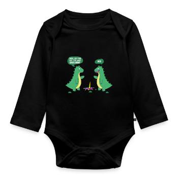 Dino Unicorn Joke Dinosaur Cartoon Comic - Organic Longsleeve Baby Bodysuit - black - Front