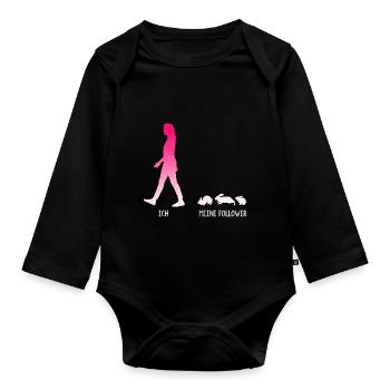 Ich Meine Follower Kaninchen Hasen Häschen Hase - Baby Bio-Langarm-Body - Schwarz - Vorne