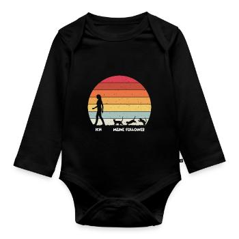 Ich meine Follower Katze Katzen Katzenliebhaberin - Baby Bio-Langarm-Body - Schwarz - Vorne