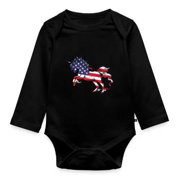 American Unicorn Women Girls 4 juillet - Body Bébé bio manches longues - noir - Devant