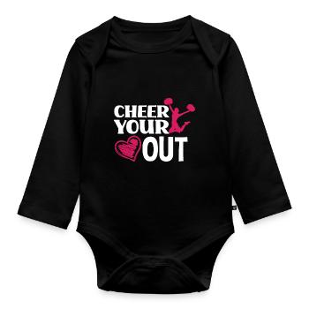 Cheer Your Heart Out Cheerleading Cheerdance Gymna - Baby Bio-Langarm-Body - Schwarz - Vorne
