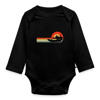 Vintage Rétro Airboat Fanboat Airboating Planeboat - Body Bébé bio manches longues - noir - Devant