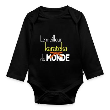 Le meilleur karateka - Body Bébé bio manches longues - noir - Devant