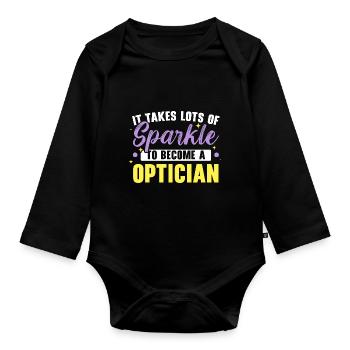 Il faut beaucoup de brillance pour être opticien - Body Bébé bio manches longues - noir - Devant