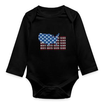 American FLAG WASHINGTON city - Patriotic Gift - Organic Longsleeve Baby Bodysuit - black - Front