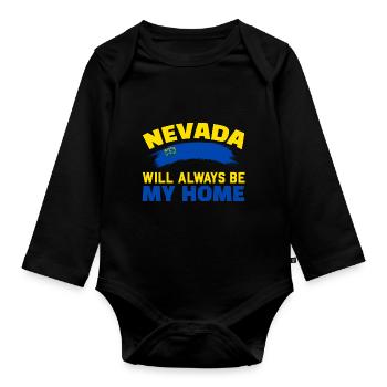 Le Nevada sera toujours ma maison USA Amérique Ne - Body Bébé bio manches longues - noir - Devant
