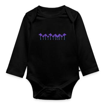 Trees Line Nature Forest Stroke Purple - Organic Longsleeve Baby Bodysuit - black - Front