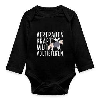 Voltigieren Voltigiererin Pferdesport Geschenk - Baby Bio-Langarm-Body - Schwarz - Vorne