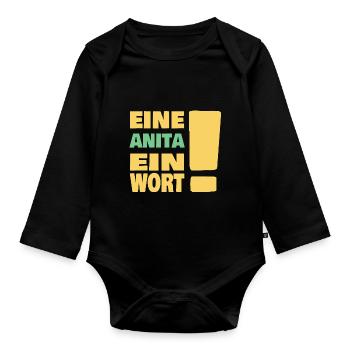 Eine Anita ein Wort - Baby Bio-Langarm-Body - Schwarz - Vorne