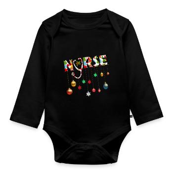 I Am A Nurse And I Love Christmas Holiday - Organic Longsleeve Baby Bodysuit - black - Front