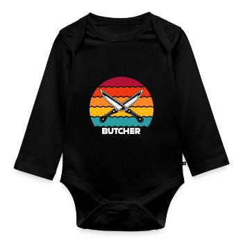 Butcher Butcher Butcher Butcher’s Shop Cadeau - Body Bébé bio manches longues - noir - Devant