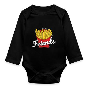 Pommes Frites Pommes Liebhaber Pommes Fritten Spru - Baby Bio-Langarm-Body - Schwarz - Vorne