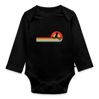 Stunt Scooter Freestyle Scootering Vintage Retro - Baby Bio-Langarm-Body - Schwarz - Vorne