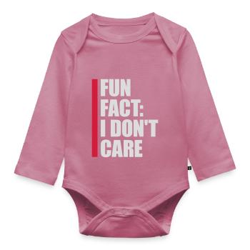 I don't care fact - Organic Longsleeve Baby Bodysuit - mauve - Front