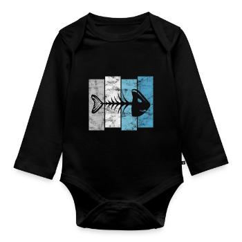 Arêtes de poisson pour pêcheurs, pêcheurs et enfants | Poissons - Body Bébé bio manches longues - noir - Devant
