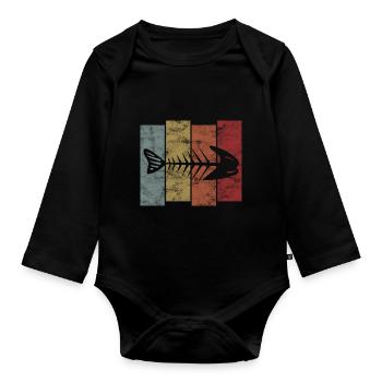 Arêtes de poisson pour pêcheurs, pêcheurs et enfants | Poissons - Body Bébé bio manches longues - noir - Devant