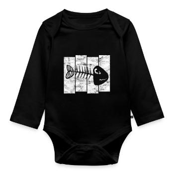 Fishbones for anglers, fishermen and children | Pisces - Organic Longsleeve Baby Bodysuit - black - Front