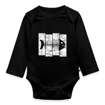 Fishbones for anglers, fishermen and children | Pisces - Organic Longsleeve Baby Bodysuit - black - Front
