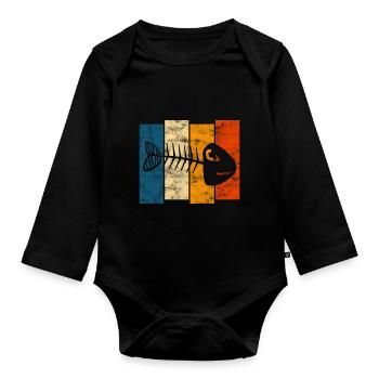 Fishbones for anglers, fishermen and children | Pisces - Organic Longsleeve Baby Bodysuit - black - Front