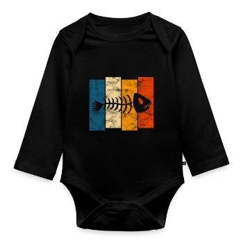 Fishbones for anglers, fishermen and children | Pisces - Organic Longsleeve Baby Bodysuit - black - Front