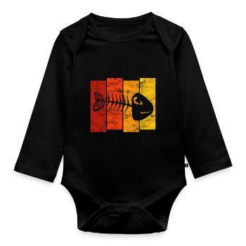 Fishbones for anglers, fishermen and children | Pisces - Organic Longsleeve Baby Bodysuit - black - Front