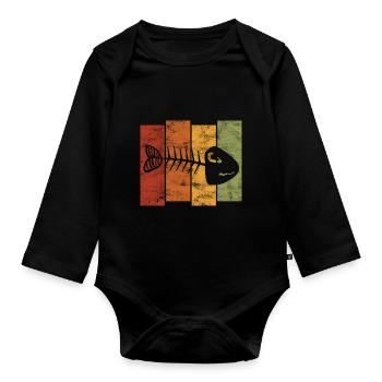 Fishbones for anglers, fishermen and children | Pisces - Organic Longsleeve Baby Bodysuit - black - Front