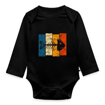 Arêtes de poisson pour pêcheurs, pêcheurs et enfants | Poissons - Body Bébé bio manches longues - noir - Devant