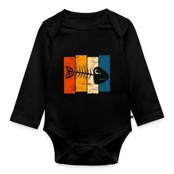 for anglers, fishermen and children | Pisces - Organic Longsleeve Baby Bodysuit - black - Front