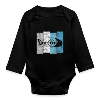 for anglers, fishermen and children | Pisces - Organic Longsleeve Baby Bodysuit - black - Front