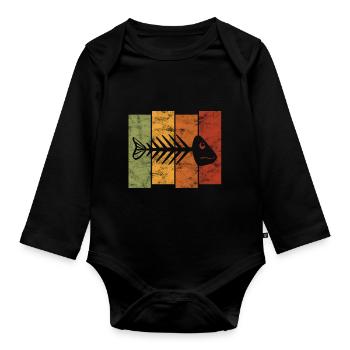 for anglers, fishermen and children | Pisces - Organic Longsleeve Baby Bodysuit - black - Front