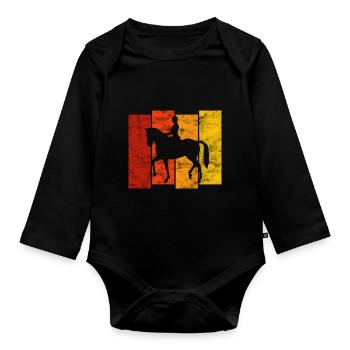 Dressage Cavalier de dressage Cheval d’équitation - Body Bébé bio manches longues - noir - Devant