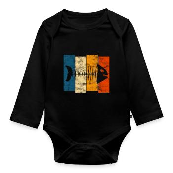 for anglers, fishermen and children | Pisces - Organic Longsleeve Baby Bodysuit - black - Front