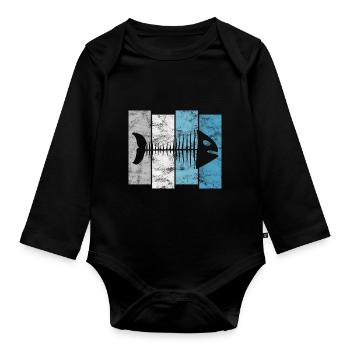 for anglers, fishermen and children | Pisces - Organic Longsleeve Baby Bodysuit - black - Front