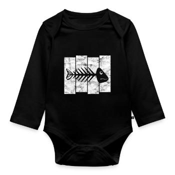 for anglers, fishermen and children | Pisces - Organic Longsleeve Baby Bodysuit - black - Front