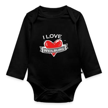 Weilburg - Ich liebe Stadtnamen in Tattoo Stil - Baby Bio-Langarm-Body - Schwarz - Vorne