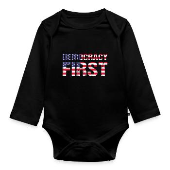 Democracy First USA Democracy Freedom - Organic Longsleeve Baby Bodysuit - black - Front