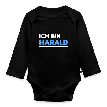 Harald Name Spruch für stolze Haralds - Baby Bio-Langarm-Body - Schwarz - Vorne