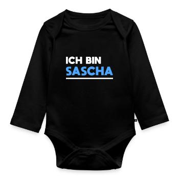 Sascha Name Spruch für stolze Saschas - Baby Bio-Langarm-Body - Schwarz - Vorne
